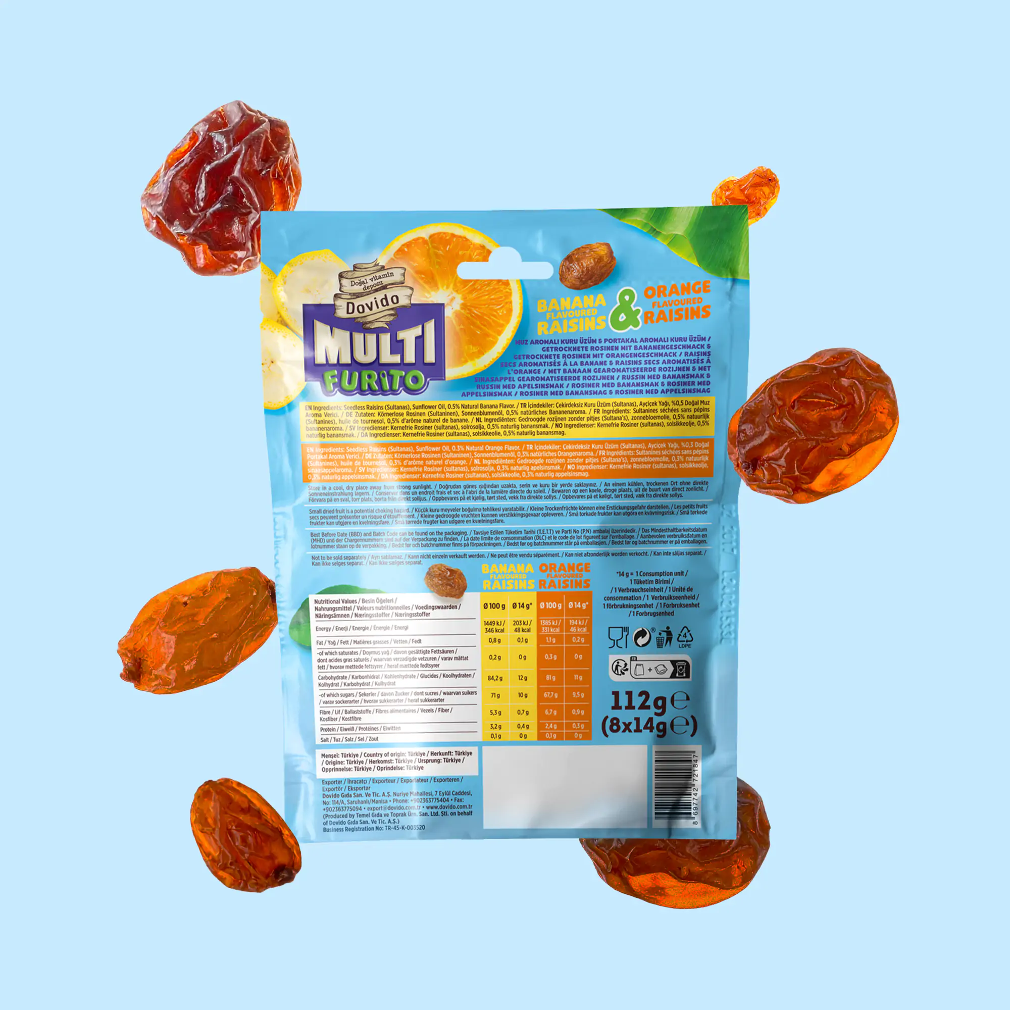 doğal muz&portakal aromalı kuru üzüm